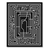 Black White Geometric Maze Black and White Area Rug