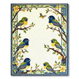 Colorful Birds on Branches Floral Rug