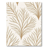 Tan Fern Frond Line Art Area Rug