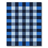 Navy Blue Black White Plaid Check Area Rug