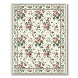 ODIKA Vintage Floral Washable Rug - Traditional Pink Rose Low Pile Non-Slip Area Rug