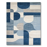 Blue and Teal Abstract Blue Geometric Modern Area Rug