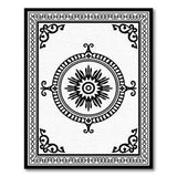 Ornate Black White Sunburst Medallion Rug