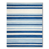 Geometric Modern Navy Blue Horizontal Stripe Area Rug