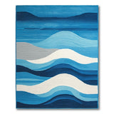 Coastal Beach Wavy Blue Ocean Waves Area Rug