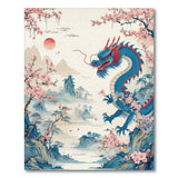 Blue Dragon Cherry Blossom Washable Area Rug