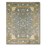 Grey Grey Persian Floral Area Rug with Gold Accents