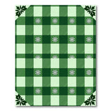 Festive Green Plaid Area Rug with Snowflakes Maple Leaves