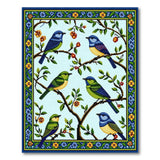 Vibrant Birds on Branches Floral Area Rug