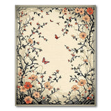 Vintage Peach Blossom Butterfly Floral Rug