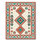 Teal and Red Geometric Southwestern Area Rug