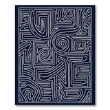 Blue and Teal Navy Blue Geometric Maze Area Rug