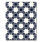 Navy Blue Geometric Framed Squares Rug