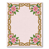Ornate Pink Rose Gold Frame Area Rug