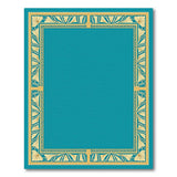 Teal Art Deco Gold Border Area Rug