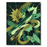 Green Gold Abstract Paint Brush Splash Rug