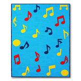 Playful Music Notes Area Rug in Vibrant Blue