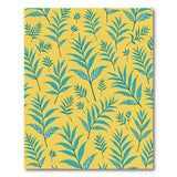 Teal Fern Leaves on Sunny Yellow Boho Rug