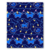 Cartoon Dogs with String Lights Navy Area Rug