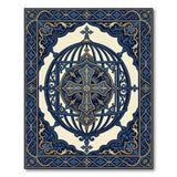 Ornate Navy Birdcage Cross Area Rug
