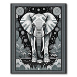 Tribal Elephant Geometric Black White Area Rug