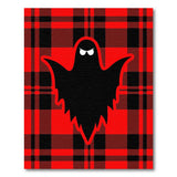 Spooky Ghost Red Black Plaid Area Rug