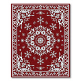 Red Festive Red Snowflake Holly Area Rug