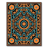 Teal Orange Persian Medallion Area Rug