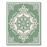 Green Ornate Green Medallion Area Rug