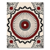 Red Mandala Geometric Area Rug on Ivory
