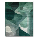 Emerald Green Abstract Geometric Modern Rug