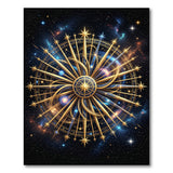 Golden Cosmic Star Mandala Area Rug