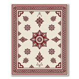 Red Floral Mandala Cream Area Rug