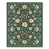 Emerald Green Cream Floral Persian Area Rug