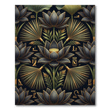 Egyptian Navy Lotus Hieroglyph Gold Rug