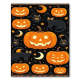 Halloween Jack-o'-Lanterns Black Cats Area Rug