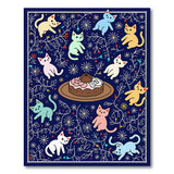 Whimsical Cartoon Cats Donut Area Rug