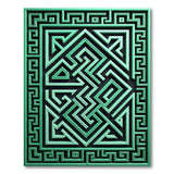 Teal Labyrinth Maze Geometric Area Rug