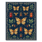 Ornate Monarch Butterfly Beetle Navy Area Rug