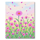 Vibrant Pink Daisy Meadow Area Rug