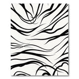 Abstract Black White Wavy Lines Area Rug