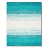 Teal Ombre Striped Area Rug