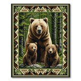Grizzly Bear Family Woodland Area Rug
