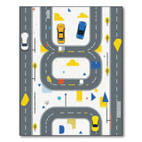 ODIKA Washable Road Map Kids Rug - Modern Geometric Play Mat for Nursery & Playroom
