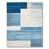 Geometric Modern Blue and Teal Navy Blue Geometric Block Area Rug