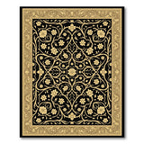 Ornate Black Gold Floral Persian Rug