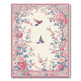 Pink Peony Bluebird Floral Area Rug