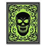 Tribal Black Skull on Vibrant Green Rug
