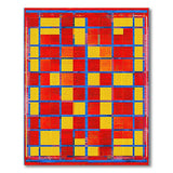 Vibrant Red Yellow Blue Geometric Mosaic Rug
