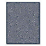 Blue and Teal Navy Maze Labyrinth Geometric Area Rug
